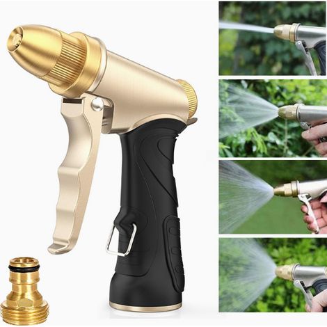 Pistola rociadora para manguera de jardín, pistola para lavado de autos, 4 modos, rociado ajustable, para entradas de vehículos y jardines. (1/5)