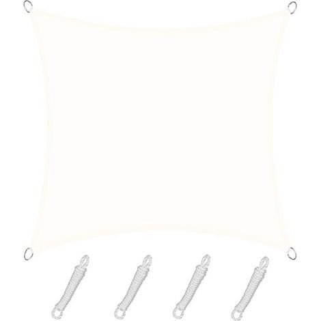 Voile d'ombrage Rectangulaire Carré 4x4m Color Crème,Toile Imperméable Une Protection des Rayons UV à 95%, pour en Plein air, Jardin & terrasse, Piscine (1/4)
