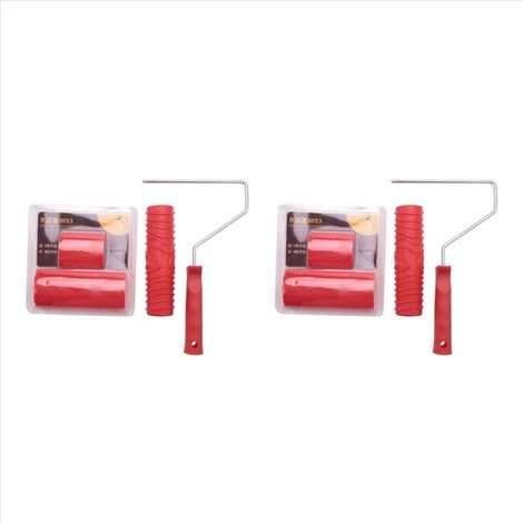 Lot de 2 rouleaux de peinture à motifs empaistiques de 17,8 cm + 4 outils de peinture pour veinage du bois, outil d'imitation de grain de papier peint artistique (1/4)