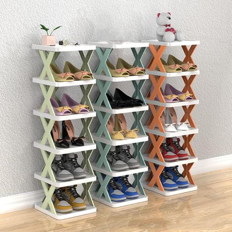 Scarpiera - Organizer per scarpe a 9 ripiani per armadio stretto, scarpiera salvaspazio per camera da letto, anticamera, corridoio, garage. (Azzurro) (1/5)