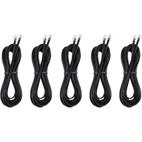 5 lignes téléphoniques modem ADSL RJ11 6P4C, de 5 mètres chacune