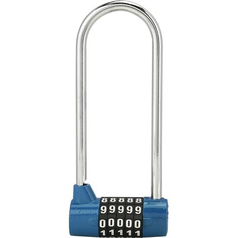 Ortviai Cadenas à combinaison à boutons Zinc 5 chiffres U 12 cm Bleu