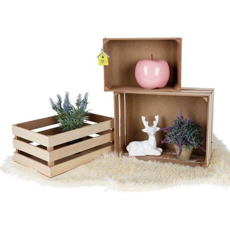 Dekokisten-Set 3-teilig Holzkisten Holzbox Obstkisten Beistelltisch Aufbewahrung