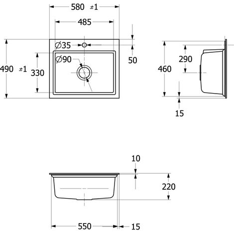 Villeroy & Boch 33660FR7 évier à fleur Subway Style 60