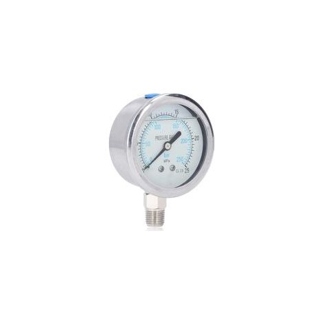 Manomètre à vide à cadran transparent, boîtier en acier inoxydable, pour usage industriel et domestique, filetage NPT 1/4", 0 à 25 MPa (1/5)