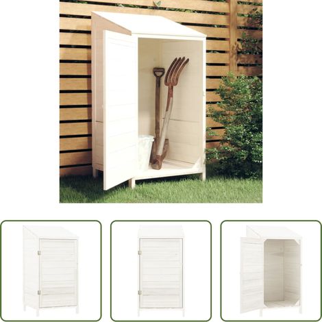 Rangement extérieur - Remise de jardin Blanc 55x52x112 cm Bois de sapin solide (1/5)