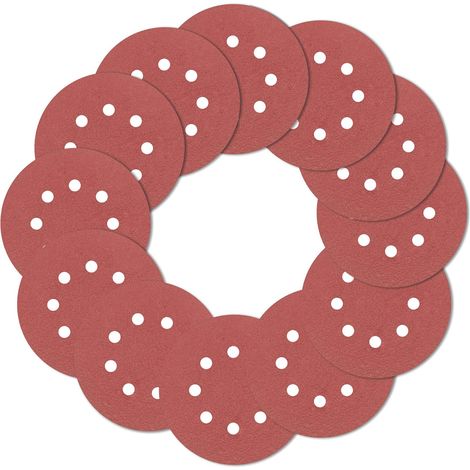 Lot de 120 disques abrasifs à 8 trous - Grain 40, 60, 80, 100, 120, 150, 180, 240, 320, 400, 600, 800 (1/5)