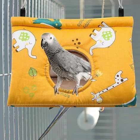 Papageien-Hängematte, Vogelnest, warm, weich, Plüsch, Hängematte, Käfigzelt für Wellensittiche, Nymphensittiche, Amazonen, Kakadus, Kanarienvögel, Käfigspielzeug L