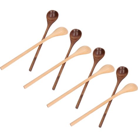 Ensemble de 8 cuillères en bois de hêtre - écologiques, sûres, confortables, cuillères de table en bois à long manche