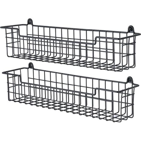 Étagère à épices murale, étagère de rangement pour porte d'armoire, lot de 2 étagères à épices murales permettant de gagner de la place pour la cuisine, noir (1/5)