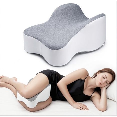 Almohada larga de 35,5 cm para rodillas，ideal para quienes duermen de lado. Proporciona un soporte completo para muslos y rodillas，color gris (1/5)
