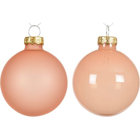 Christbaumkugeln Peach Pearl 3 x transparent & 3 x matt Ø 6 cm aus Glas - 6er Set