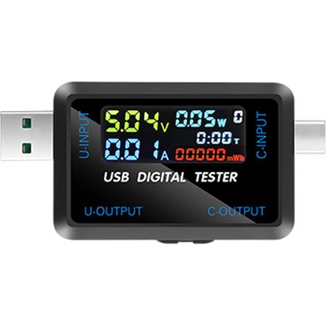 Probador USB multifuncional con pantalla IPS, mide voltaje, corriente, capacidad, potencia, voltímetro digital, admite 9 grupos de datos con registro. (1/5)