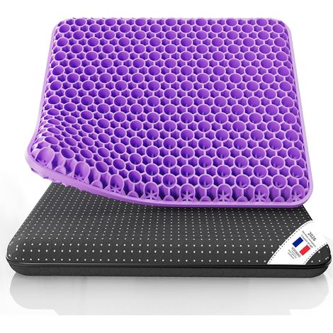 Coussin de siège en Gel,Respirant et Confortable, avec Housse Amovible et Base antidérapante,pour Voiture, Bureau, Maison, Fauteuil Roulant et Chaise (Violet-84) (1/5)