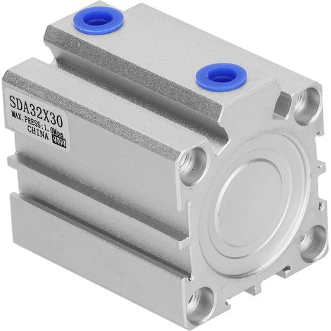 Cylindre Pneumatique Double Effet SDA32x30, Alésage 32mm, Course 30mm, Aluminium Léger pour Automatisation