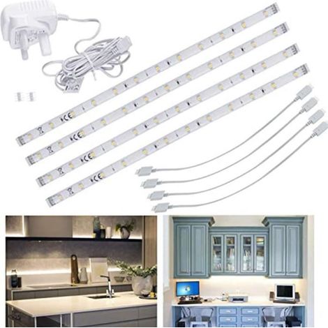 4 pièces Barre lumineuse LED, 30 cm avec transformateur enfichable, bande flexible FPC, éclairage intérieur armoires et placards (1/4)