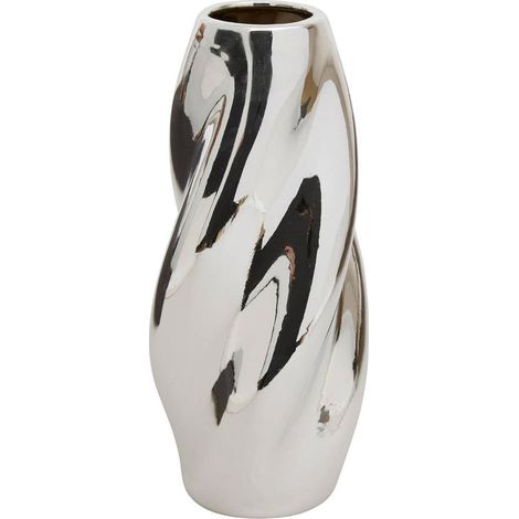 Vase Design Torsadé en Dolomite "Sky" 28cm Argent
