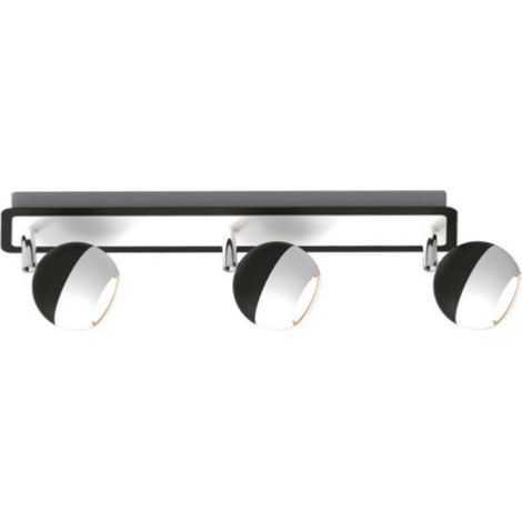 Plafonnier 3 Spots Orientables Noir et Blanc Carré en Saillie po