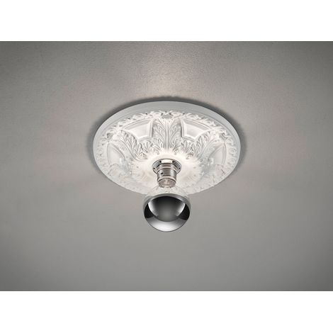 Bemalbare LED Stuckrosette Gipsleuchte in Weiß für Decken, Ø 30cm (1/5)