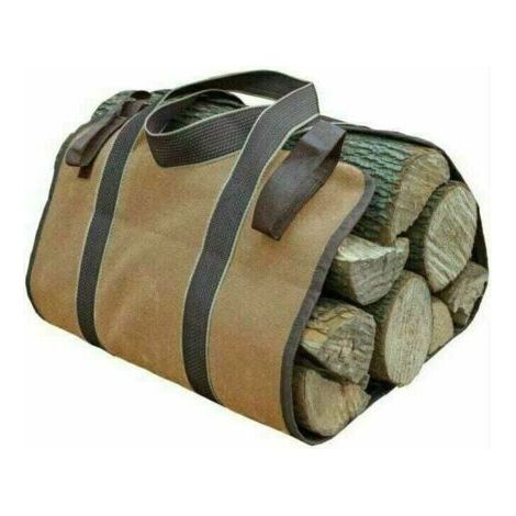 Kaminholztasche aus Segeltuch, große Kapazität, Aufbewahrungstasche für Brennholz, für den Außenbereich, Holzhalter aus gewachstem Holz (36 x 16 cm)