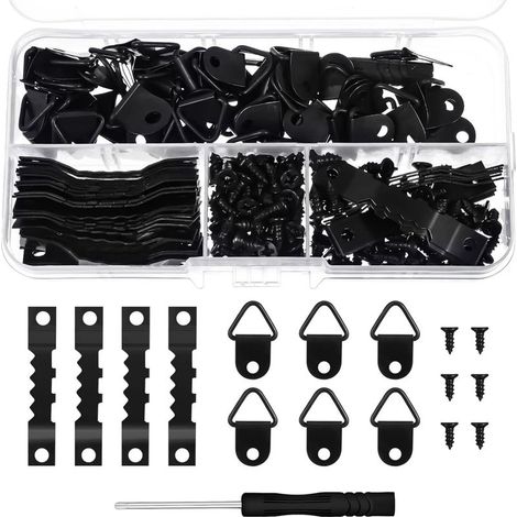 Kit d'accrochage de tableaux 251 : accessoires pour photos, œuvres d'art, miroirs et vis inclus. (1/4)