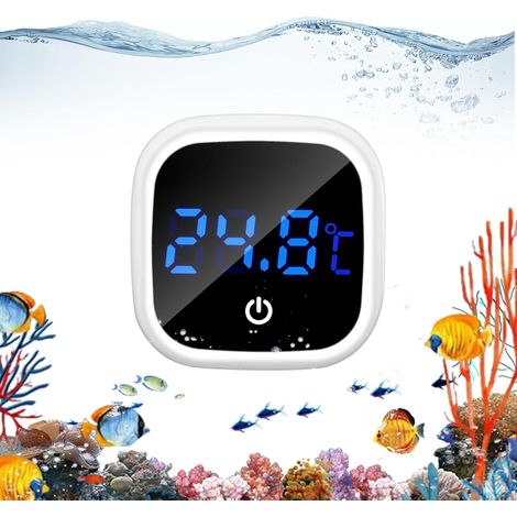 Thermomètre numérique LED pour aquarium - Mini thermomètre adhésif - Capteur de température haute précision avec écran tactile - Convient pour les aquariums d'eau douce et d'eau de mer (1/5)