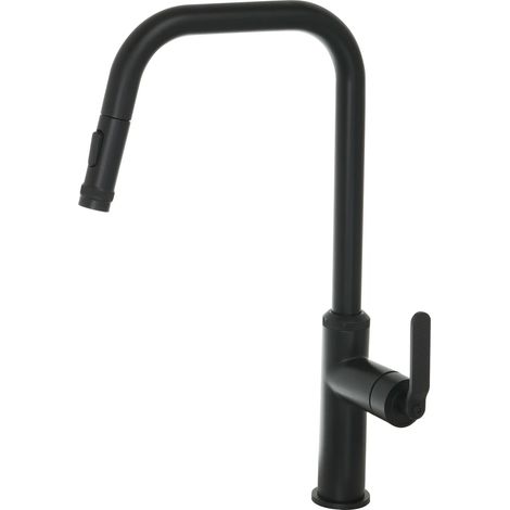 JTP Decor Kitchen Sink Mixer Tap Pull Out Single Lever - Matt Black (1/2)