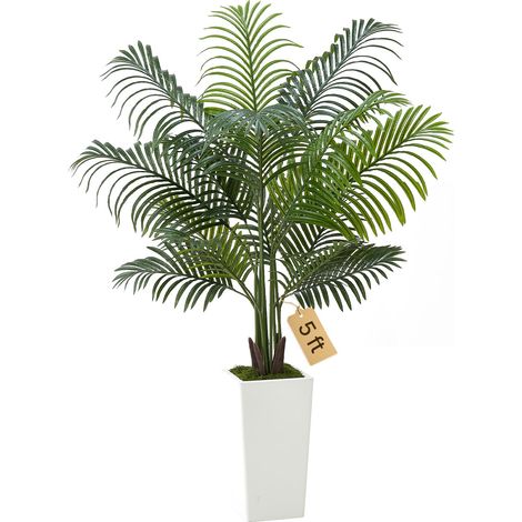 Palmier Artificiel Areca, 1,5 m, Plante Artificielle Tropicale en Pot Blanc, Faux Arbre Tropical Palmier Areca, Fausse Plante pour Décoration d'Intérieur, Salon, Bureau, Intérieur et Extérieur (1/5)