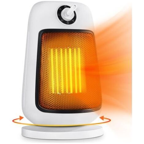 electric auxiliary heating oscillating at 90°, 2 power levels ceramic fan heater, protection against overheating and tipping, small indoor radiator, 1500W White (1/5)