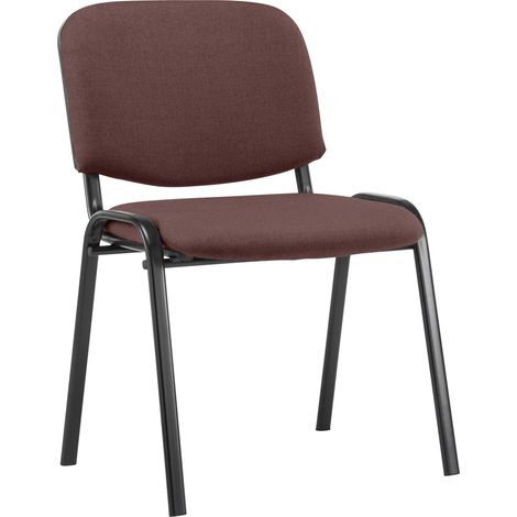 Silla de visitas apilable para zona de espera tela marrón base de 4 patas de metal negro 100008565