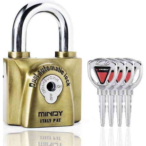 Cadenas 60mm laiton avec 4 clés, résistant aux intempéries, robuste