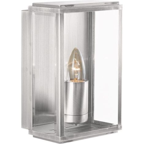 Searchlight Box - Applique murale de jardin extérieur à 1 lumière, argent satiné IP44, E27 (1/3)