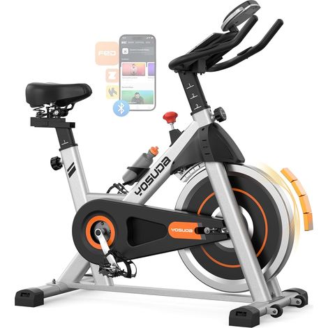 YOSUDA Vélo d'Appartement Magnétique Réglable, Vélo d'Appartement Adulte Connecté, Silencieux avec Support Tablette et Selle Réglable Confortable - Capacité 136 kg