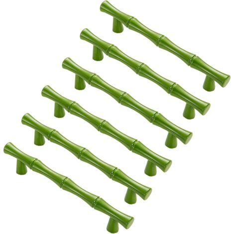 poignées de porte modernes et créatives en forme de bambou vert — Poignées de style vintage en alliage de zinc pour tiroirs, placards, penderies et décoration de cuisine (style ferme) — 96 mm (1/5)