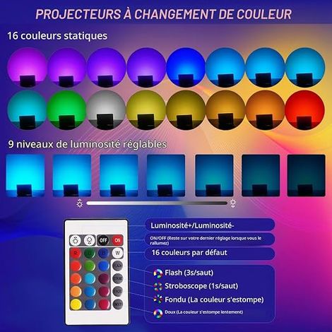 RGB LED Floodlight, 50 W, LED Spotlight with Remote Control, 16 Colours, 4 Modes Outdoor Wall Lighting, Garden Light for Courtyard, Terrace, DJ Parties (1/4)