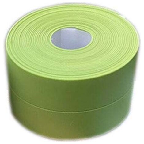 (2 pieces, green) Soft skirting - finishing strip for kitchen and bathroom, 38 mm, 3.2 m, self-adhesive seal, flexible folding strip, sealing strip (1/4)
