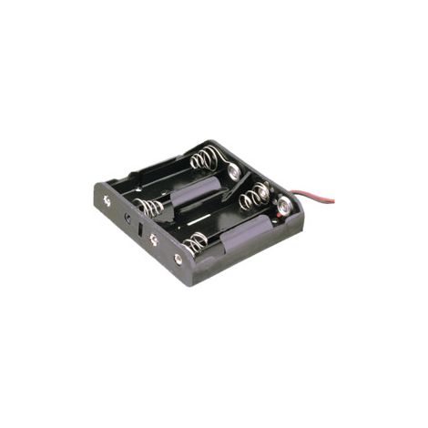 Portapilas R06x4 Con Cables   4 Pilas AA En Plano