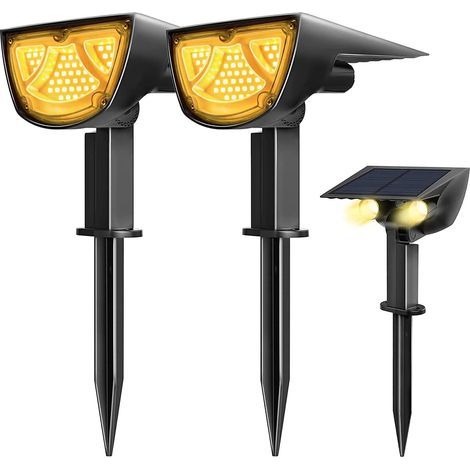 Lot de 2 spots solaires à 43 LED - Lumière chaude - 900 lm - 10 W - étanche - IP65 - Pour jardin,cour,porche,allée,jardin,piscine,terrasse (1/5)