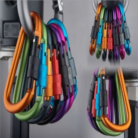 mousqueton Clip anneau en D en aluminium extérieur Camping 5pcs (1/4)