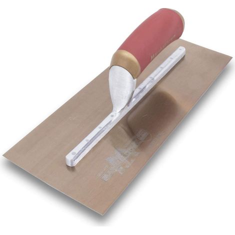 1 - Truelle De Lissage - Acier Inoxydable - Bord Rectifié Incurvé - Pour Enduit Et Plâtre - Manche Ergonomique - Doré - 33x12,7cm (1/5)