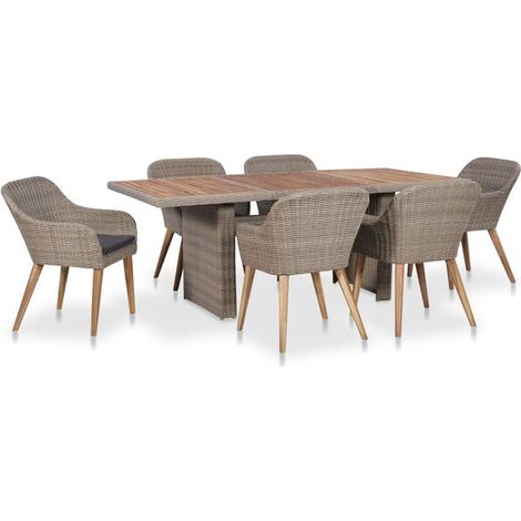 Ensemble de Meubles de Jardin en Rotin Synthétique Résine 7 Pièces avec Coussins pour Extérieur Terrasse (1/5)