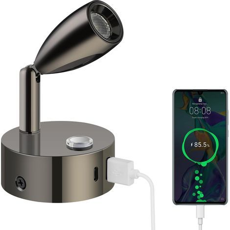 12-V-LED-Leseleuchte für Wohnmobile, per Touch dimmbar mit 3 Farbtemperaturmodi, Wandleuchte mit USB-A- und USB-C-Anschlüssen, 12–24 V Gleichstrom, geeignet für Boote, Autos, Wohnmobile und Yachten, H