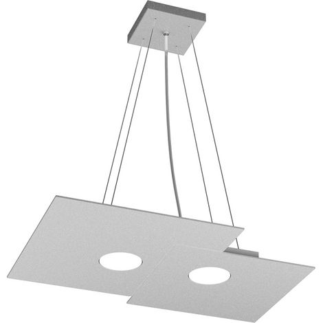Sospensione Moderna Rettangolare Plate Metallo Grigio 2 Luci Gx53 (1/4)