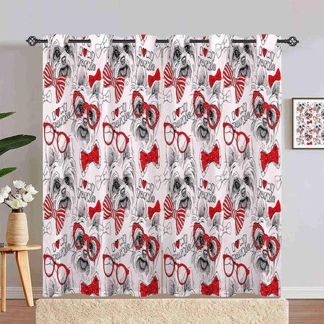 Rideau Occultant Dessin Animé Animaux Chien Rideau Thermique Isolant Draperies Intérieurs Tenture Opaque à Oeillets pour Maison Chambre Salon Fenetre 2 Pièces L 140 x H 240 cm - 140L X 240H cm (2 Pann (1/5)