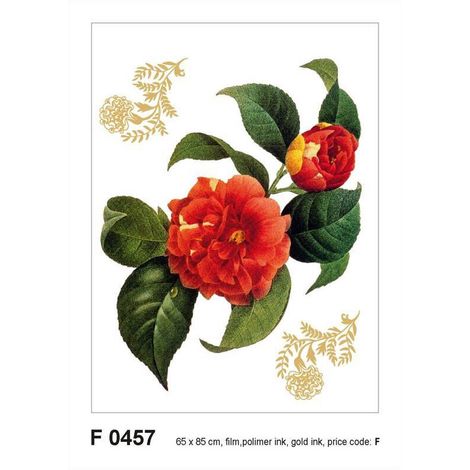 Red flower with golden elements, Grand sticker mural 65 x 85 cm (1/4)