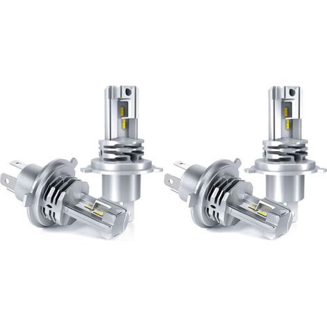 Ampoule LED H4 6500K Blanc pour Phare Avant Voiture 12-24V, Kit Conversion Hi/Lo Beam 4 Pièces (1/4)