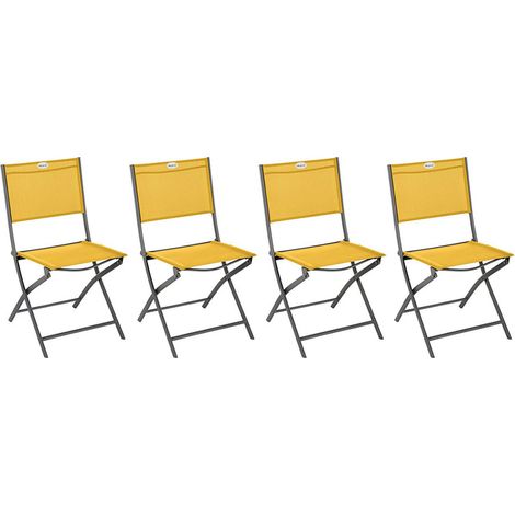 Hesperide – Lot de 4 chaises de jardin pliantes en métal – Assise en texaline – Charge maximale 110 kg – Dimensions 52 x 46 x 87 cm