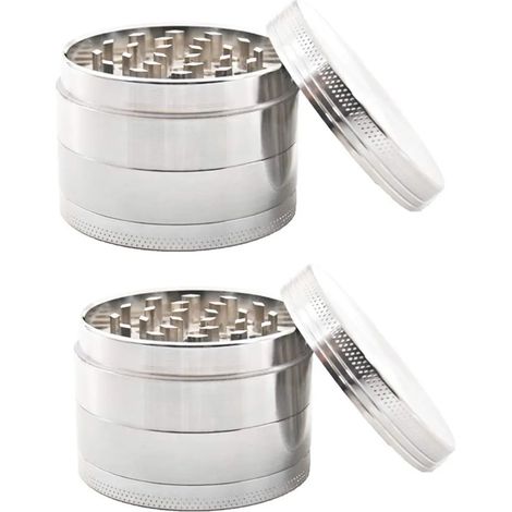 Moulin à épices, moulin à pollen, alliage de zinc, mini moulin à épices portable à 4 couches avec racleur à pollen et tamis pour herbes à thé et ingrédients (1/5)