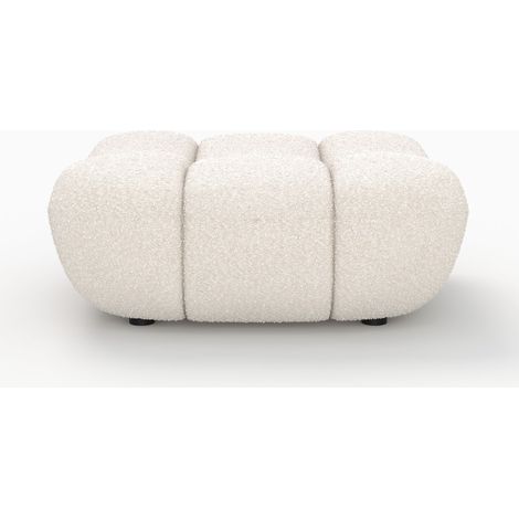 Pouf para sofá modular de tela boucle blanca - Teddy