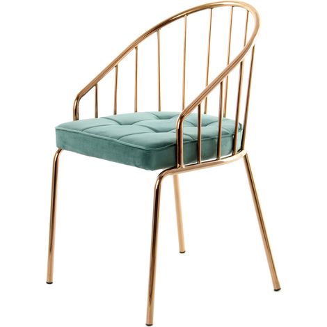 Sedia di design Palma in velluto turchese e metallo (1/3)